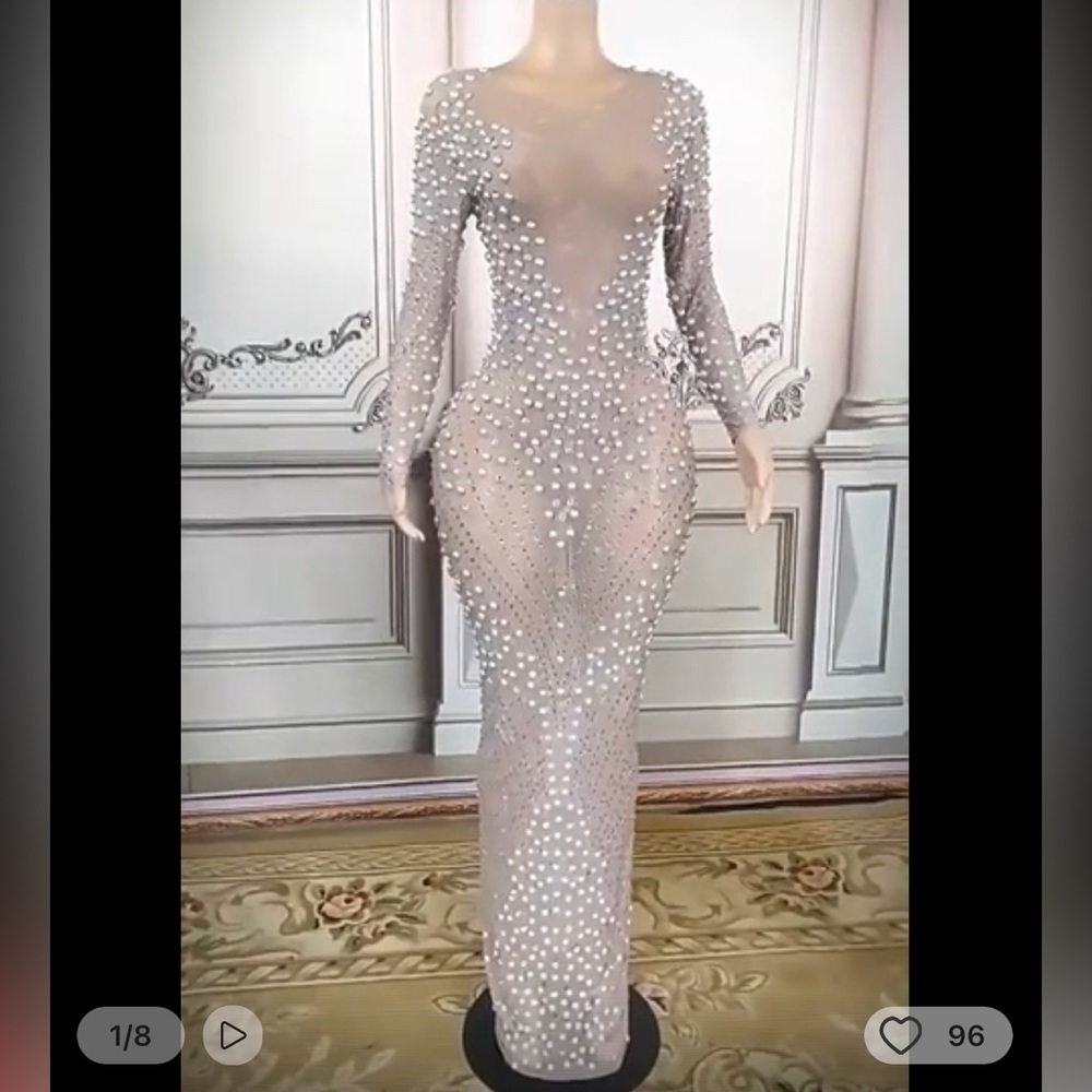 Elegant design dress 👗 real pearl